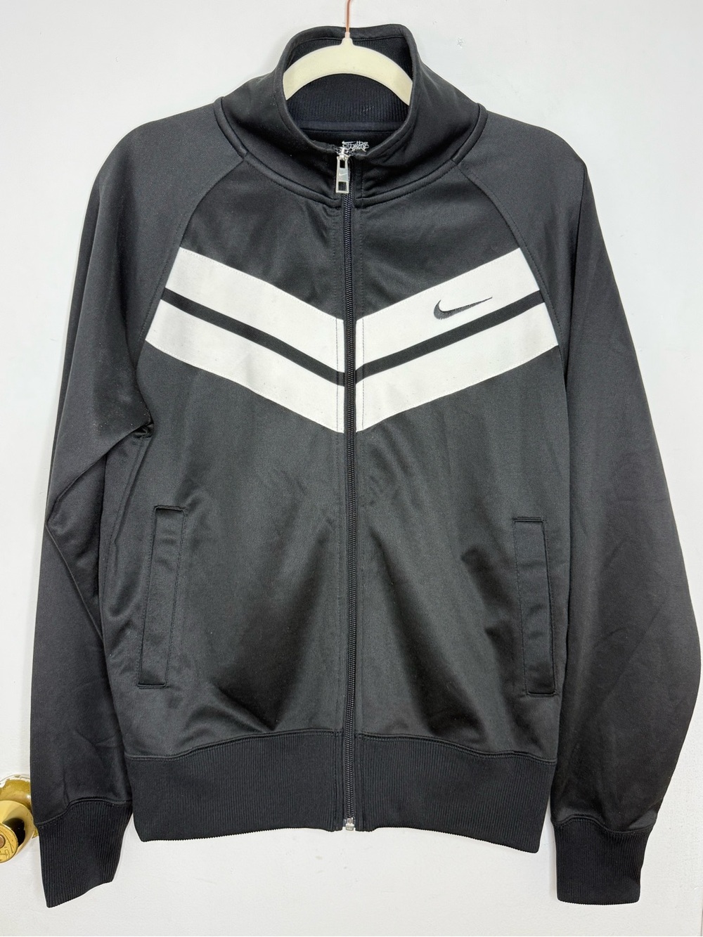 Nike Men’s Black Track Jacket with White Chevron